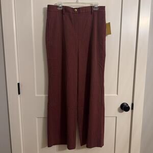 MICHAEL Michael Kors Dress Pants Sz L Merlot Wide Leg Pull On Stretch Work Chic